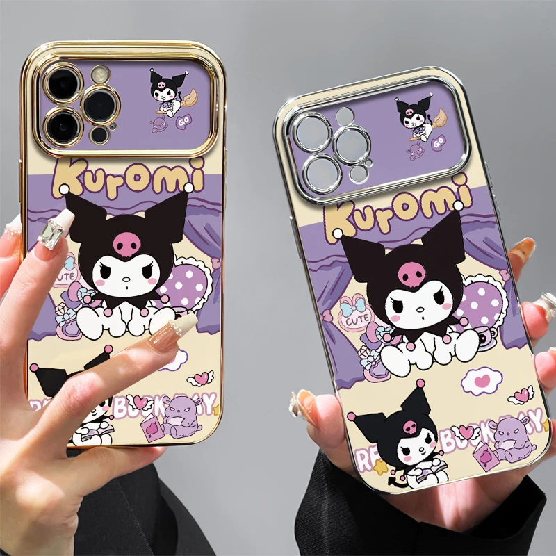可爱库洛米iPhone14promax手机壳苹果15电镀金银视窗13软胶12创意