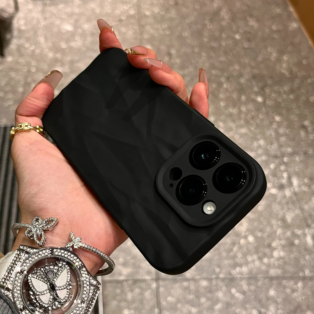 潮流ins风苹果15promax手机壳iphone14/13卡通12折皱壳11/xr/8p/7
