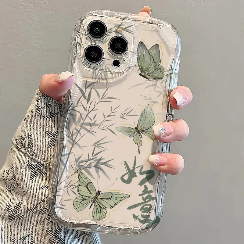 壳玛仕竹林蝴蝶如意适用苹果15promax手机壳13软壳iPhone14/12新x