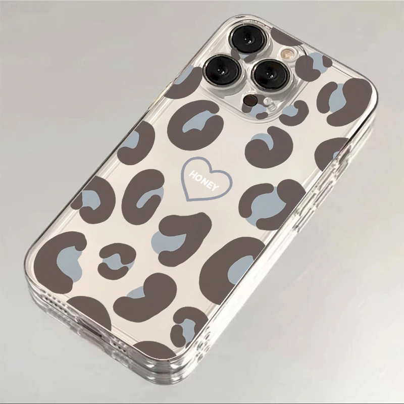 壳玛仕爱心豹纹适用苹果15promax手机壳iphone12/14/13卡通11简约