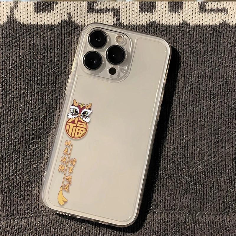 新年舞狮苹果iPhone15/14promax手机壳13/12软11/xs/7/8plus6喜庆