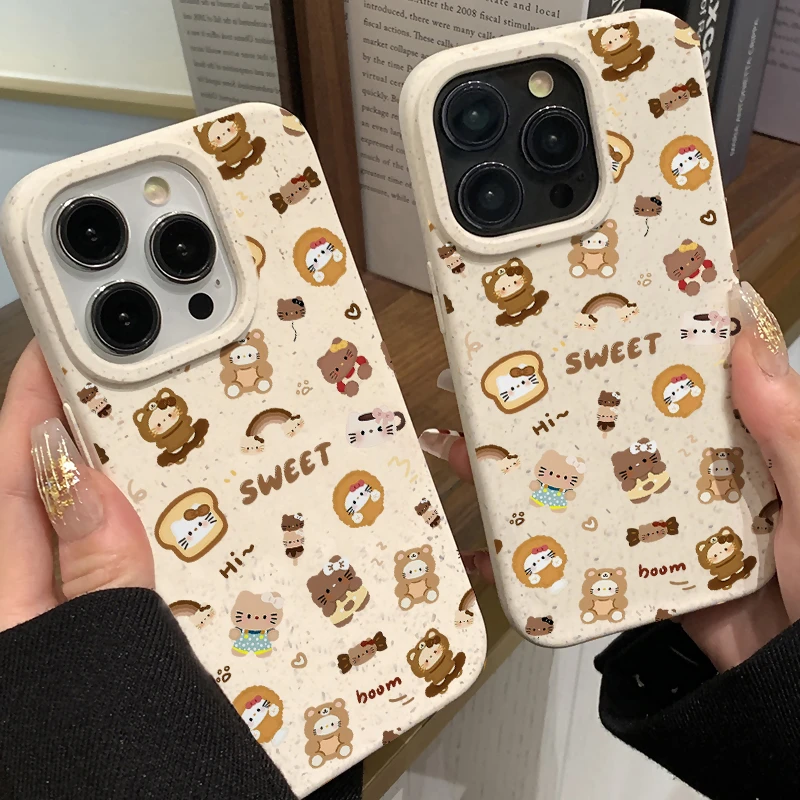 壳玛仕卡通凯蒂小麦壳适用苹果15手机壳iphone13软14promax12/11x