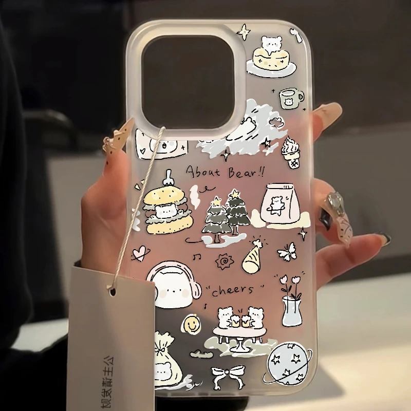 壳玛仕插画小熊适用iphone15苹果14/13promax手机壳11x卡通/7/8新
