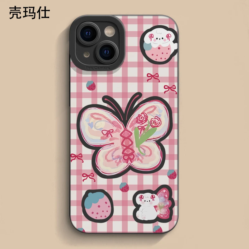 壳玛仕涂鸦蝴蝶适用iPhone15苹果12/13软壳14promax手机壳11x网红