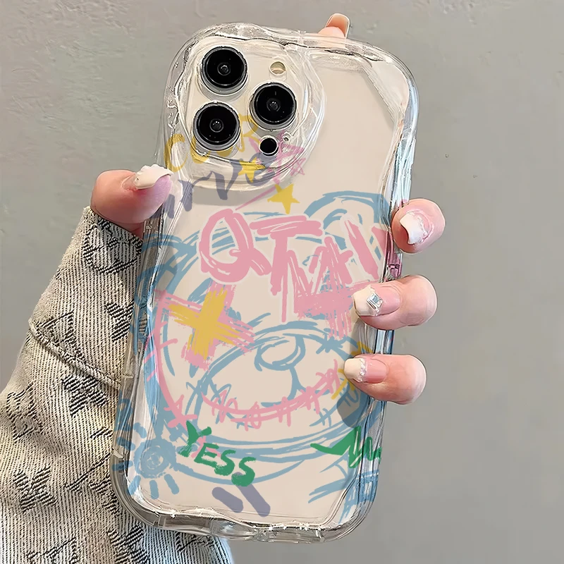 壳玛仕小熊涂鸦适用苹果15promax手机壳13软壳iPhone14/12新11/xr