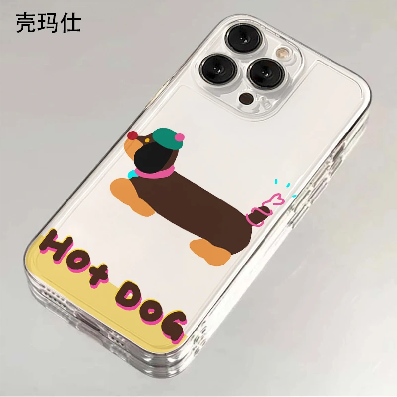 壳玛仕美式腊肠狗适用iphone15苹果13手机壳14promax创意12xr透11