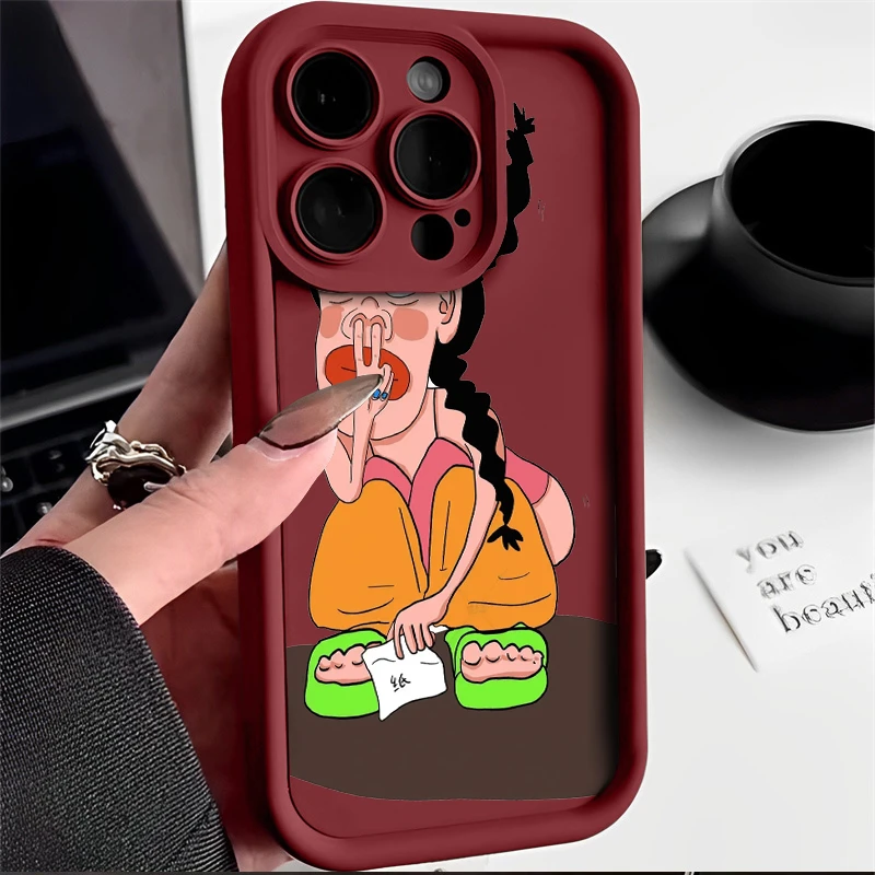 壳玛仕蹲坑女孩适用苹果15/14手机壳iPhone14promax软13pro12/11x