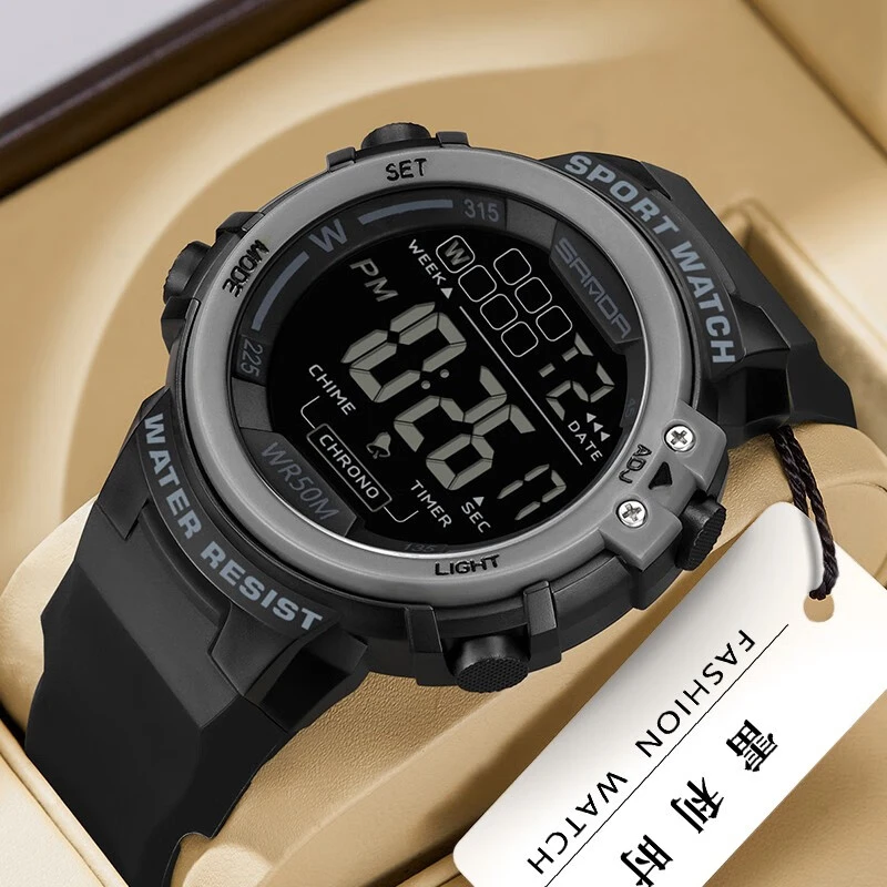 雷利时电子手表男士青少年多功能防水夜光闹钟时尚初高中生日礼物