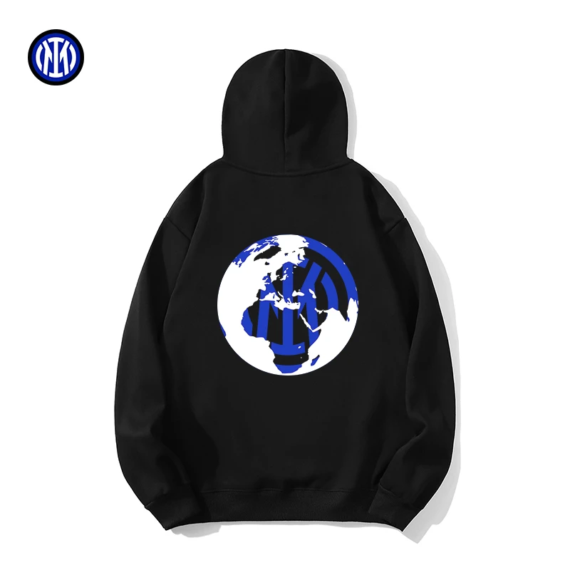 FCIM/国际米兰足球俱乐部蓝黑漫游系列加绒百搭连帽运动时尚卫衣