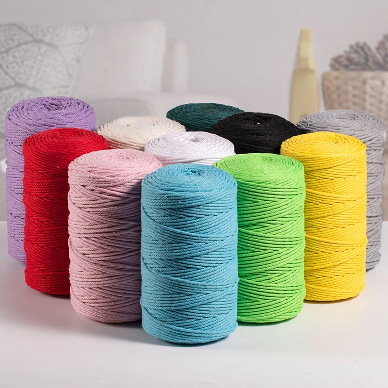 彩色棉绳3mm粗棉线绳捆绑手工diy制作编织挂毯绳子装饰材料黑灰红