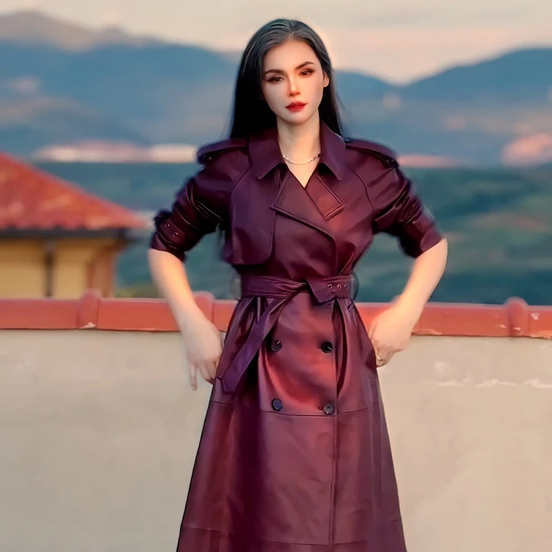 【CC设计】安可拉红女神羊皮风衣