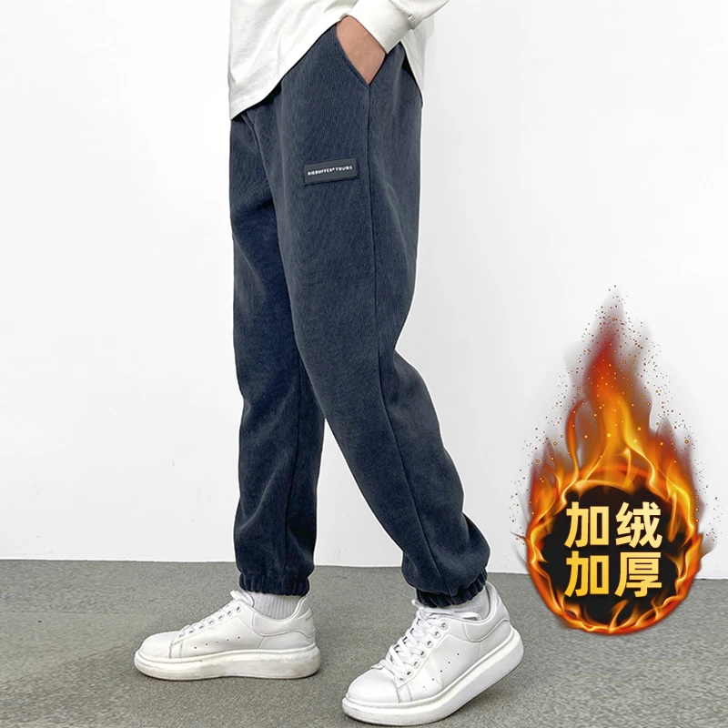 秋冬裤子男加绒加厚宽松百搭休闲裤潮流大码冬款男士束脚运动卫裤