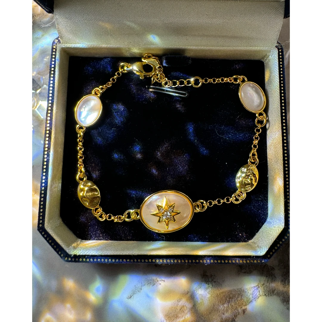 铜合金贝壳手链 复古轻奢八芒星手链 P0672