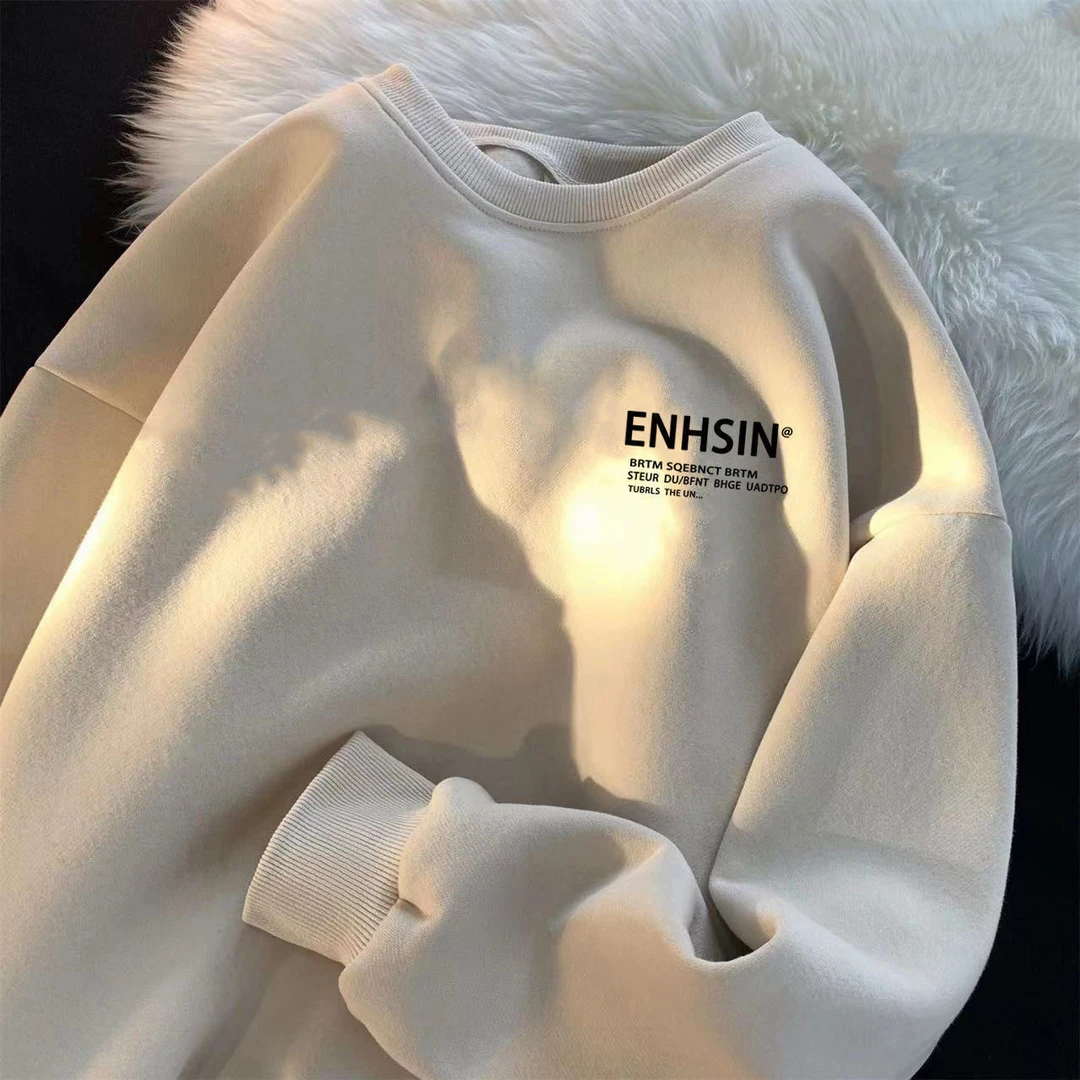 400克重磅纯棉秋冬季宽松无帽薄款卫衣男女学生百搭圆领加绒加厚