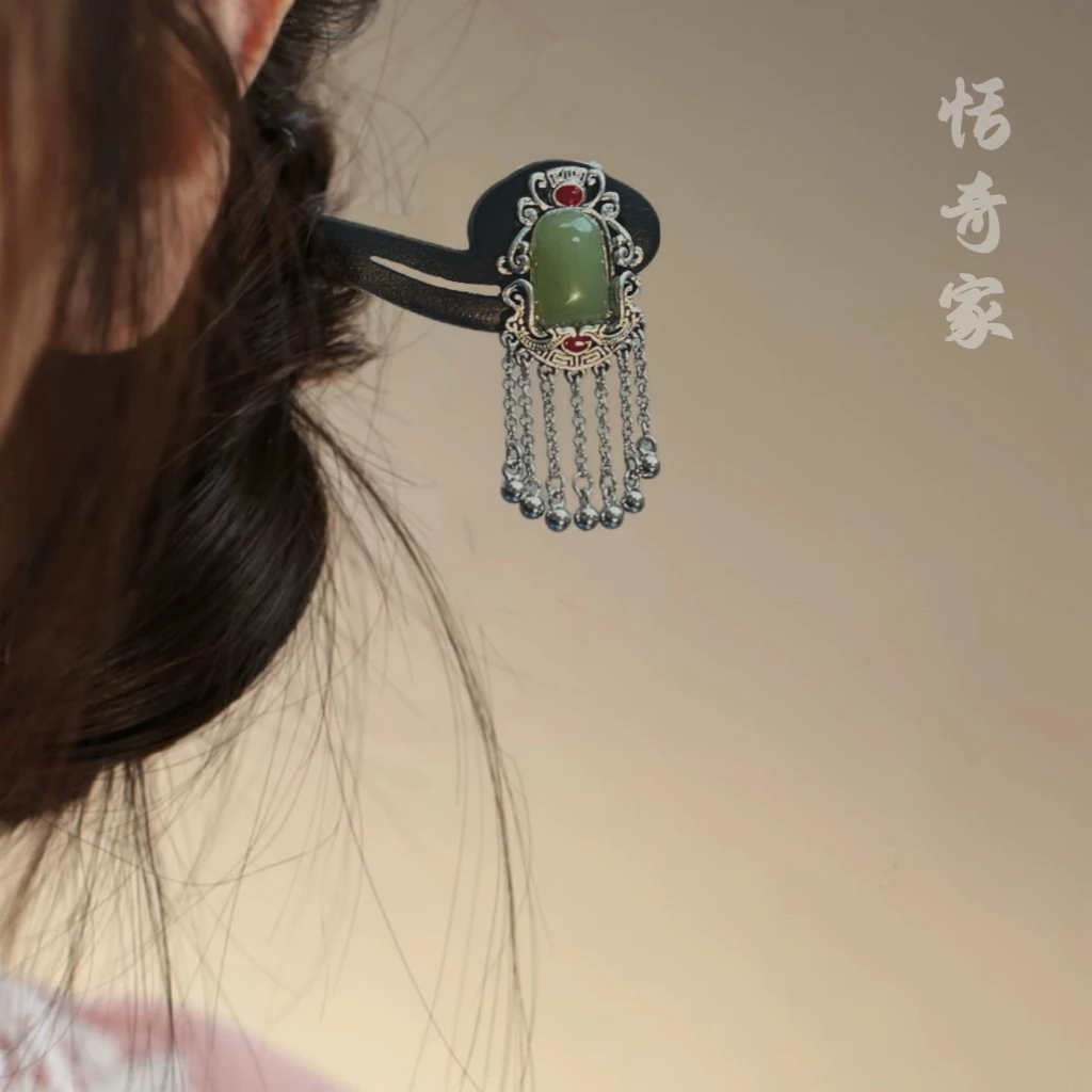 恬奇家7048“称心如意”高定木质仿玉新中式发簪国风手工原创设计