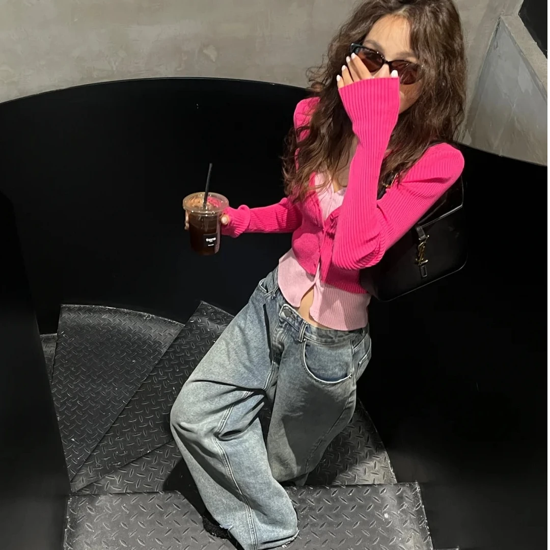 2025秋冬新款时尚针织长袖上衣气质显瘦设计感洋气百搭休闲上衣女