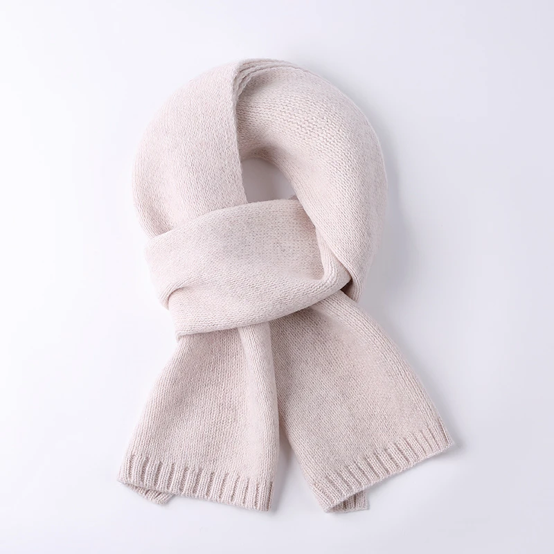 100%纯羊毛小围巾男女冬季保暖新款韩版纯色百搭针织羊毛围脖