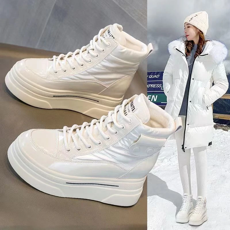 雪地靴女2025冬季新款高帮保暖棉鞋厚底内增高加绒加厚短靴子防水