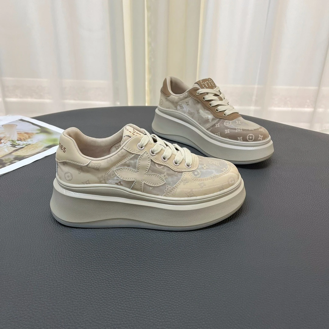 夏天网面透气网鞋2024新款夏季厚底松糕鞋女款运动休闲日常百搭潮