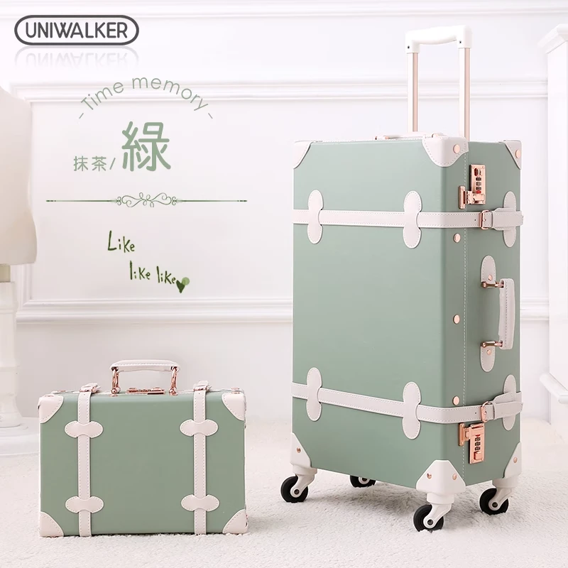 uniwalker小清新拉杆箱复古旅行箱女万向轮行李箱20寸登机箱皮箱