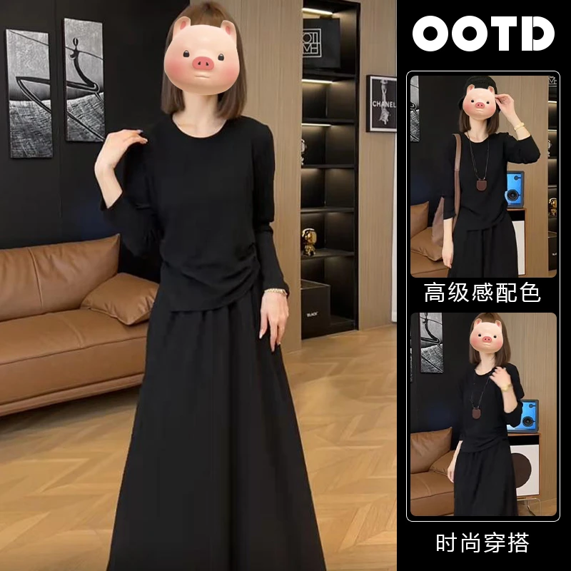 2025春秋季新款时尚百搭上衣高腰修身显瘦半身裙高级感小洋装套装