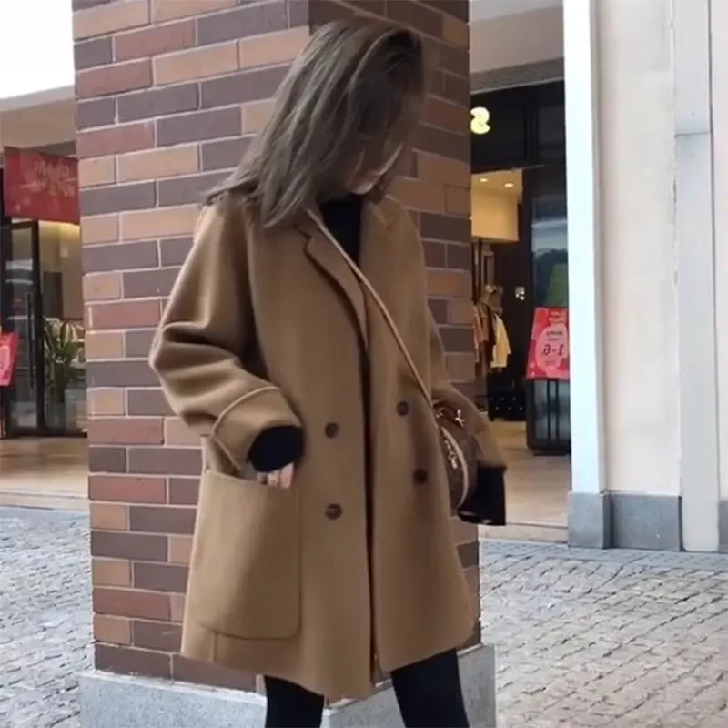 2025新款胖mm大码女装韩系西装毛呢外套春秋新款风衣呢子短款大衣