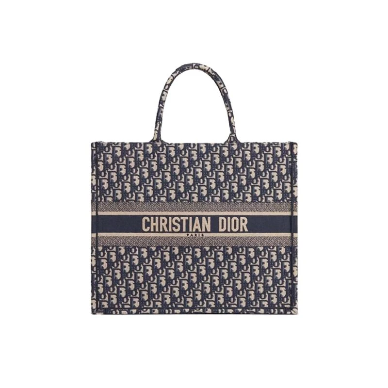 99新 DIOR/迪奥 托特刺绣款 蓝色 大号/中号