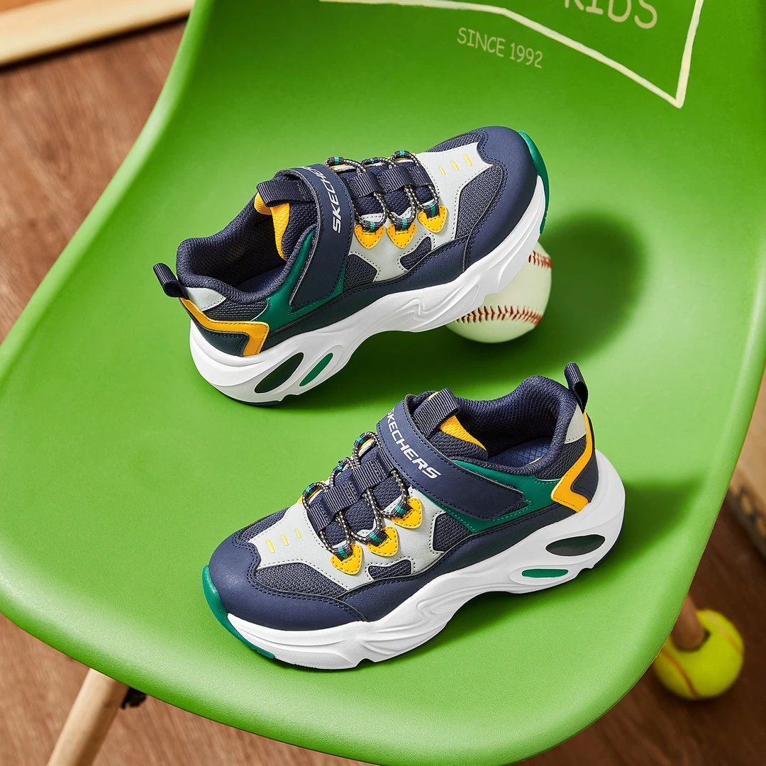 陨星斯凯奇童鞋男童鞋子儿童网面软底跑鞋轻便防滑运动鞋老爹鞋