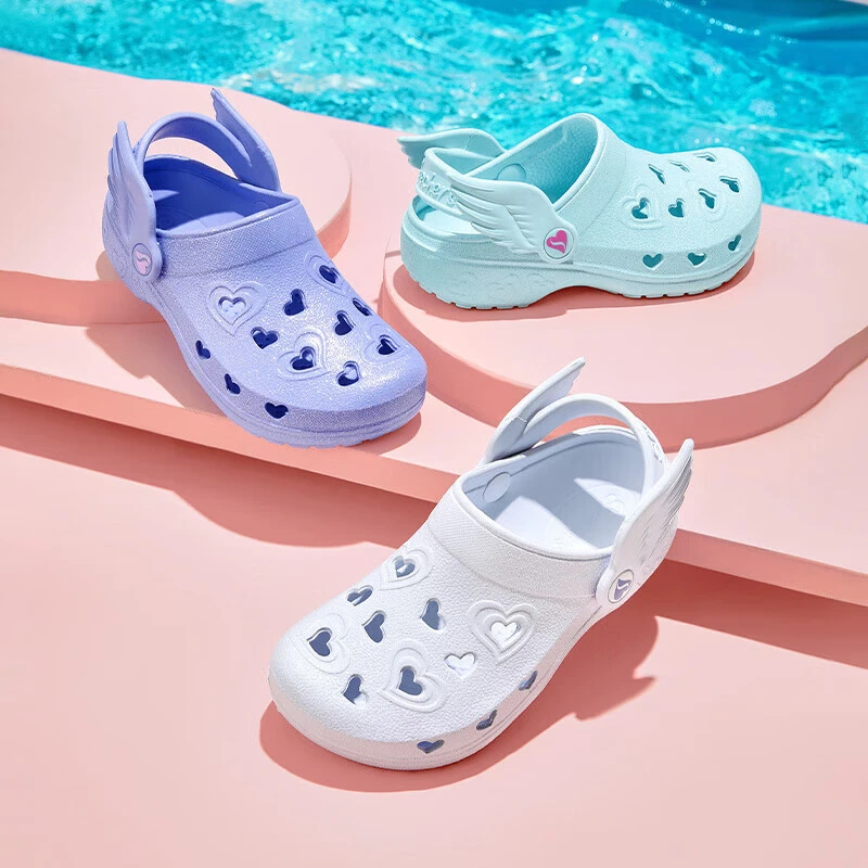 斯凯奇童鞋女童夏季舒适一脚蹬轻便防滑软底疏水沙滩凉鞋洞洞鞋