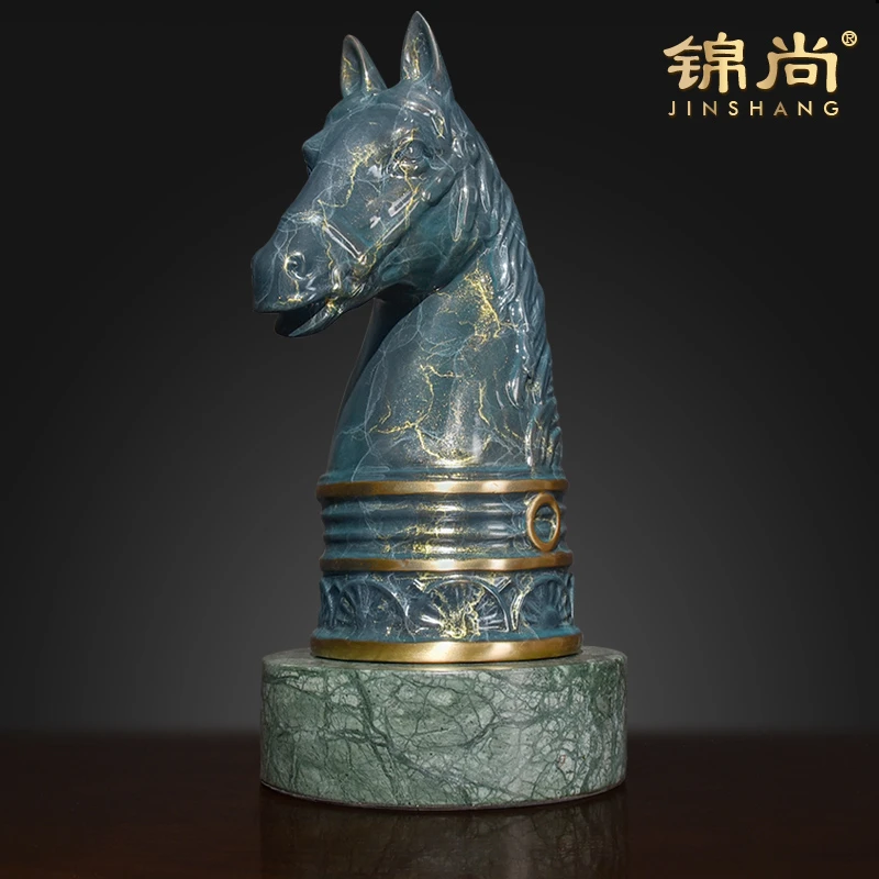 马头摆件铜创意雕塑客厅玄关家居饰品酒店样板房间家用软装工艺品