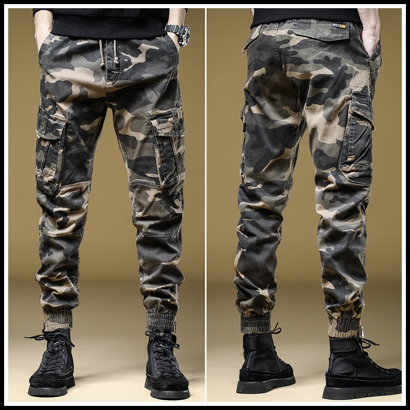 1886修身迷彩裤男秋冬纯棉抽绳多袋束脚工装裤春夏款高端休闲长裤
