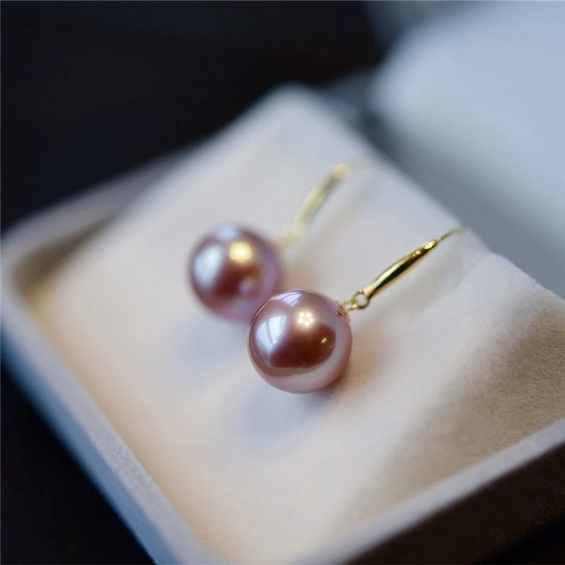 925银耳饰 爆款纯银珠珠时尚镶嵌优雅浪漫紫珠珠妈妈耳环气质