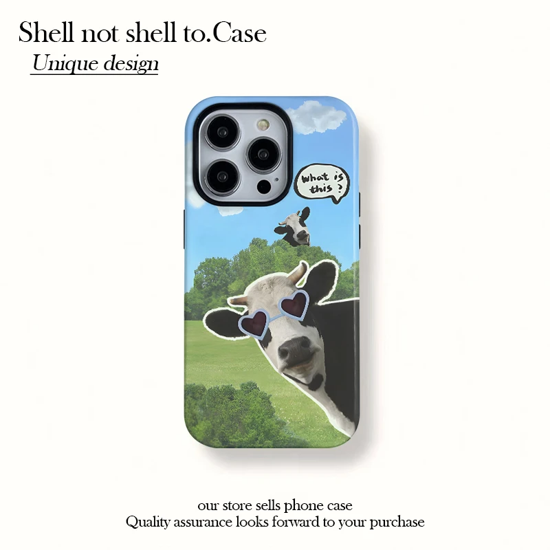 菲林二合一韩系奶牛适用苹果16/15promax磁吸手机壳14/13防摔12套