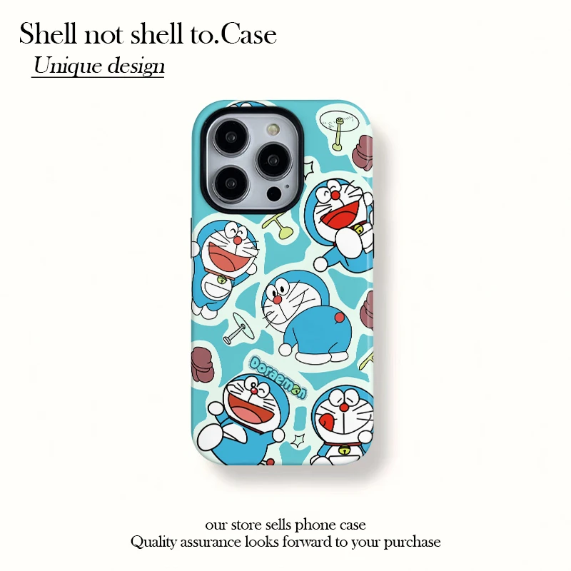 趣味卡通叮当猫磁吸菲林二合一适用苹果16/15pro手机壳14/13防摔