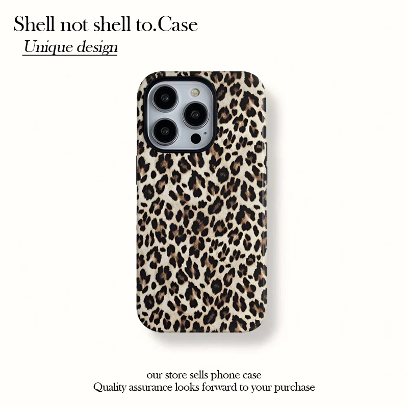 磁吸菲林二合一豹纹适用苹果16/15pro手机壳14高级感13防摔12女款