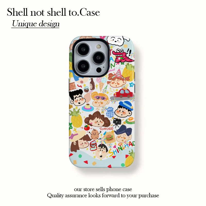 磁吸菲林二合一卡通小新适用苹果16/15pro手机壳14/13保护套12硬