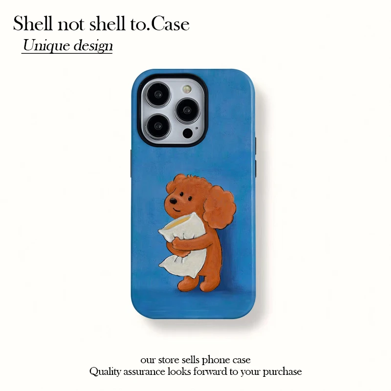 文艺枕头小狗磁吸菲林二合一适用苹果16promax手机壳15防摔14硬13