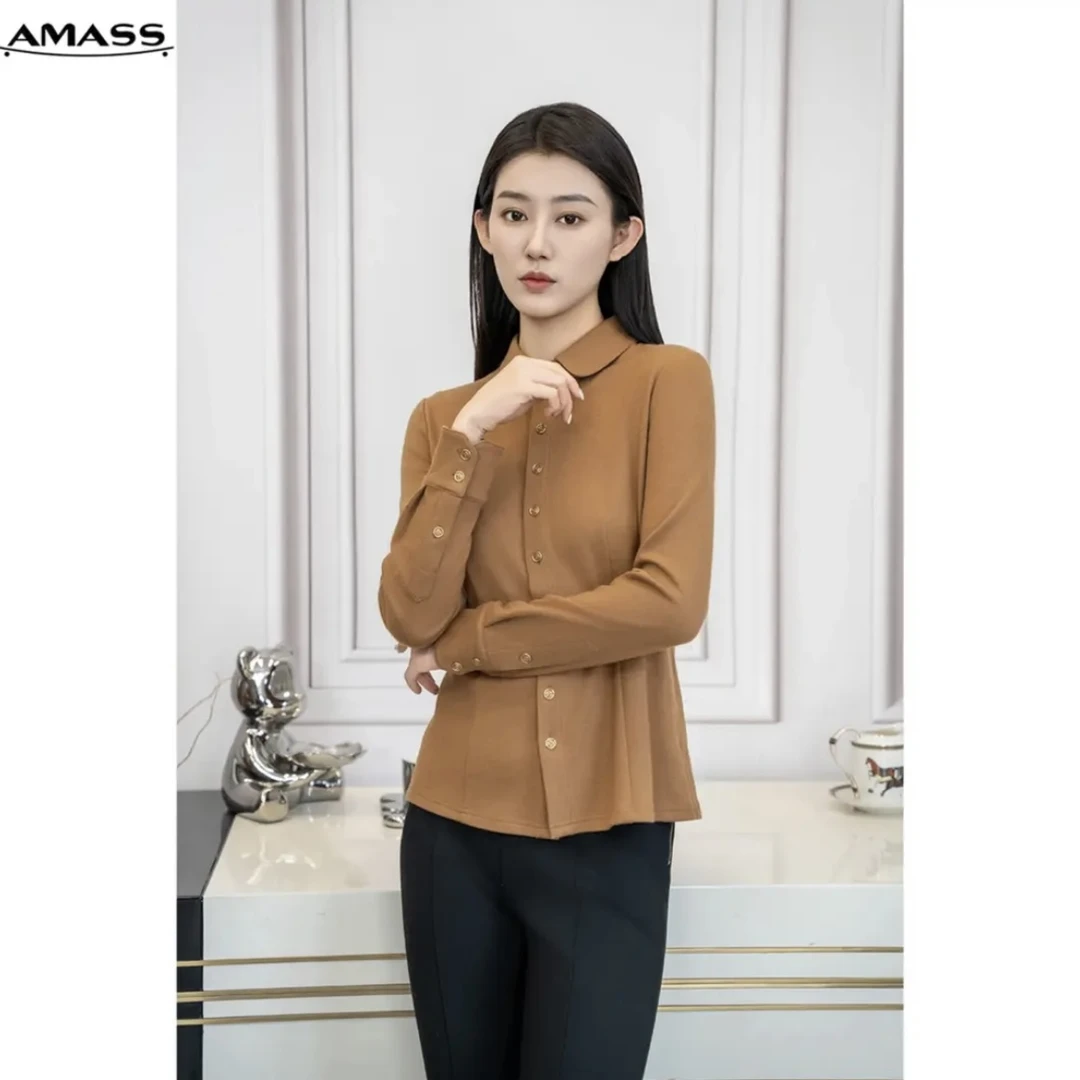 AMASS/阿玛施 轻职场新款时髦显瘦百搭时尚翻领衬衫