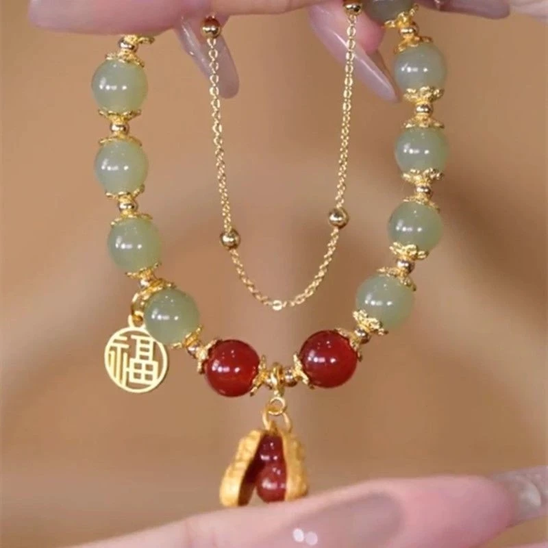 铜合金琉璃手链 【好事花生手链】琉璃双层叠戴手链女款百搭高级