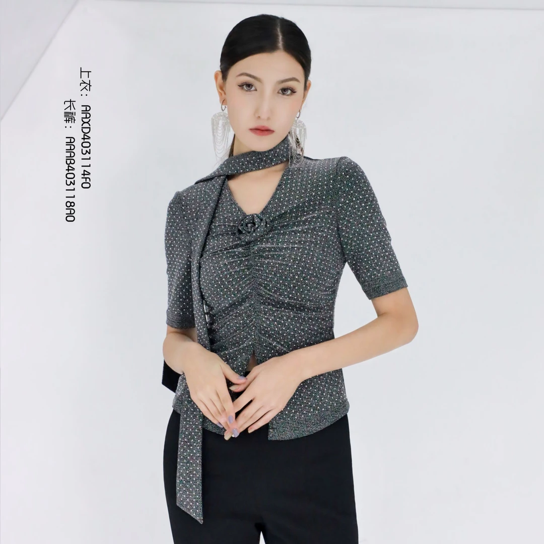 BAISI百丝衬衫AAXD403114F0(黑闪钻）