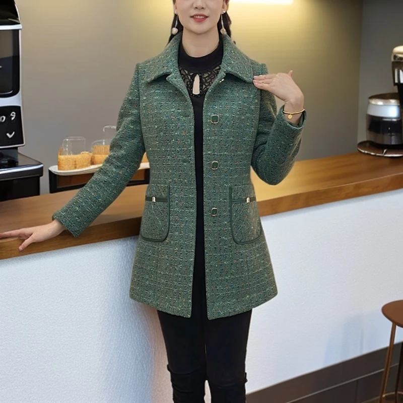 【爱娜女装】秋冬新款加棉加厚气质洋气百搭显瘦妈妈装短款外套