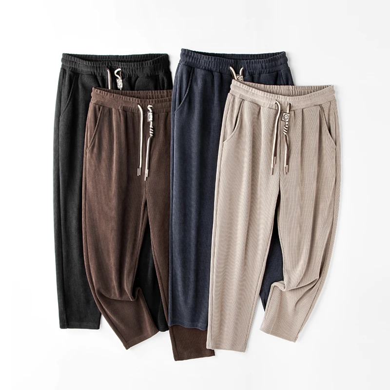 秋冬新款 400G雪尼尔加绒休闲裤男女同款潮流小直脚长裤子 K915