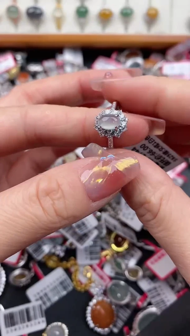 【闪购商品】翡翠戒指银S925镶嵌000002222   8