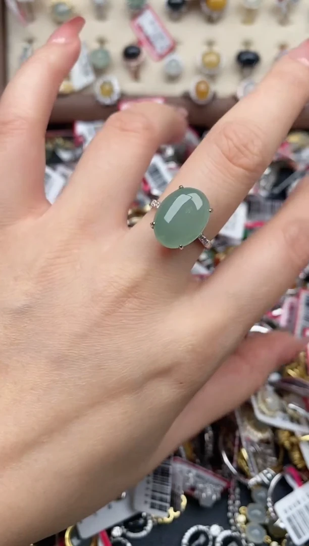 【闪购商品】翡翠戒指银S925镶嵌111111     9