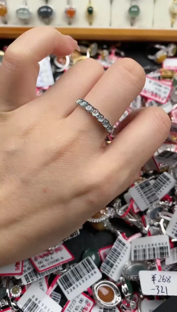 【闪购商品】翡翠戒指银S925镶嵌555555  1