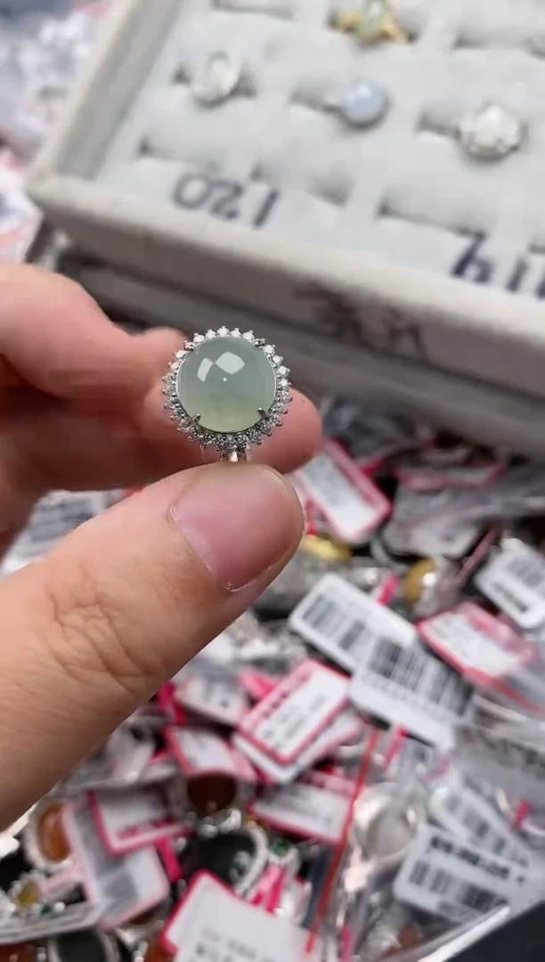 【闪购商品】翡翠戒指银S925镶嵌444444   7