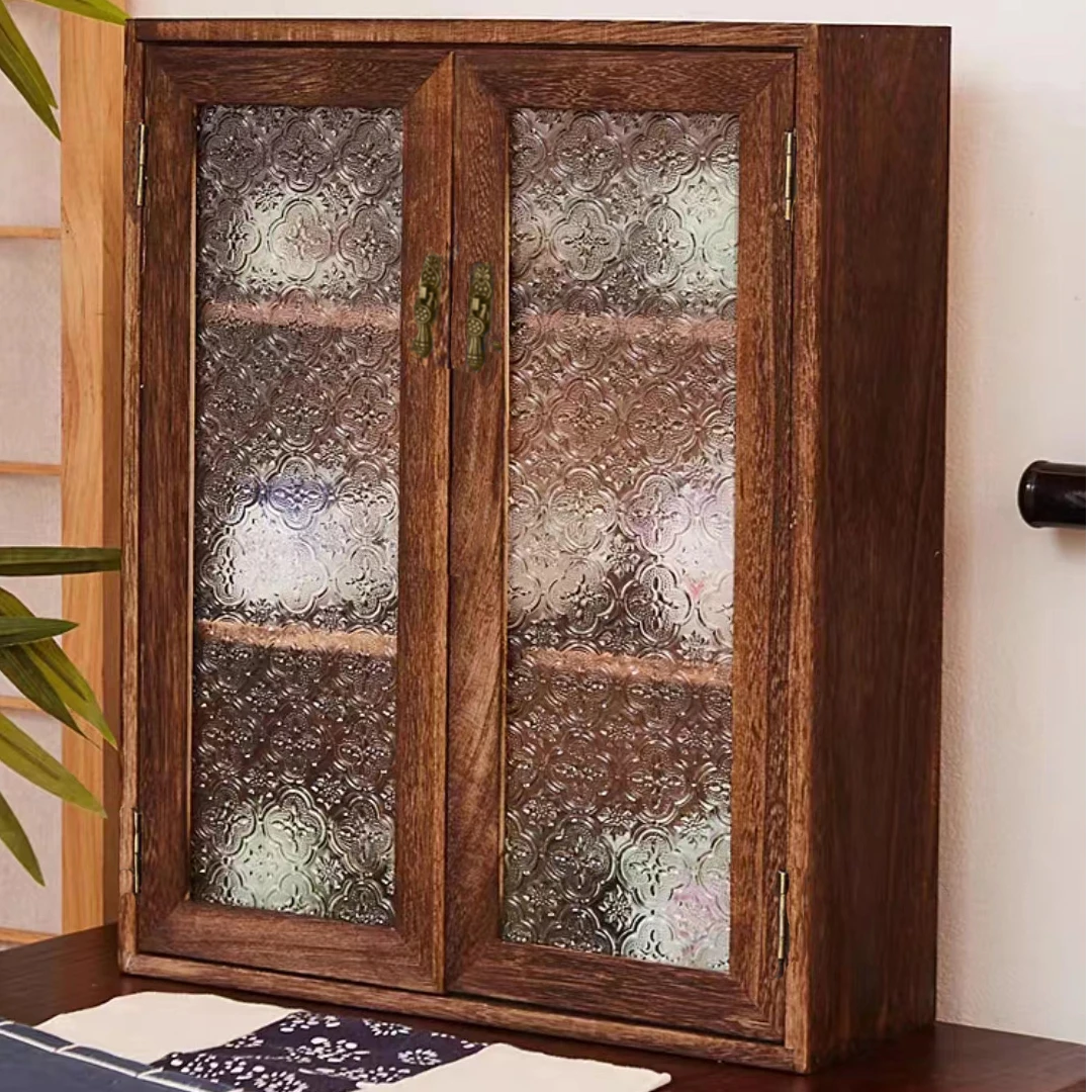 简约木质家用收纳盒长方形条纹简约风复古客厅中式古典书房1132