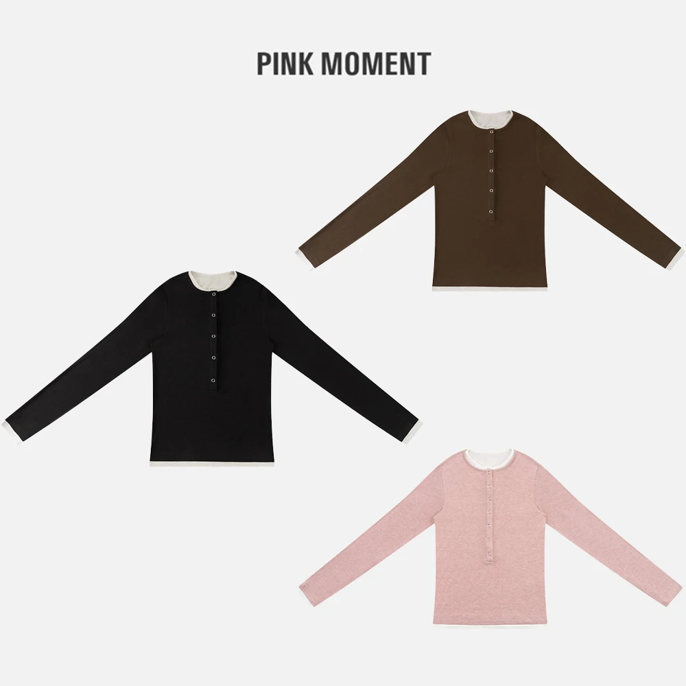 PM “明洞欧尼” 撞色假两件打底长袖 NC1C0155