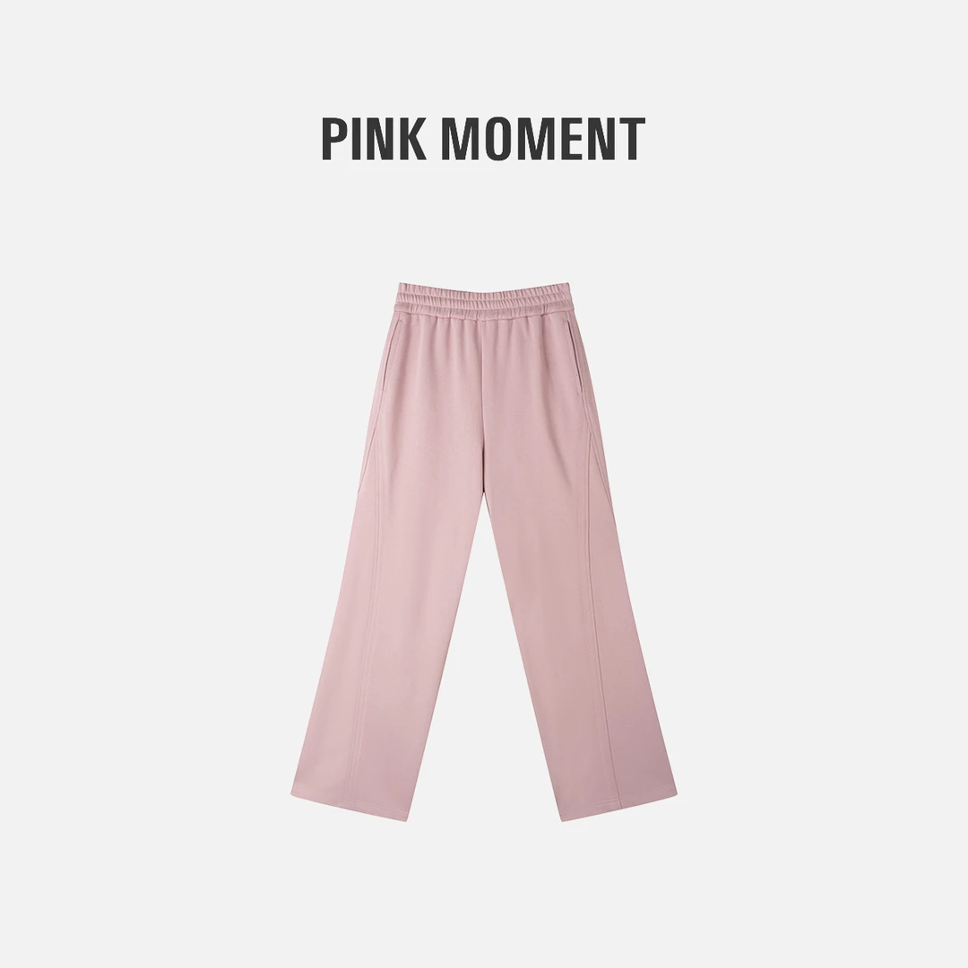 PM "蜜桃少女" 粉色简约宽松高街休闲裤 NC1C0306