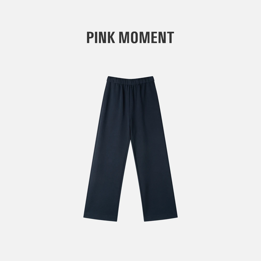 PM “藏蓝甜心” 藏蓝色松紧腰休闲阔腿裤 NC1C0293